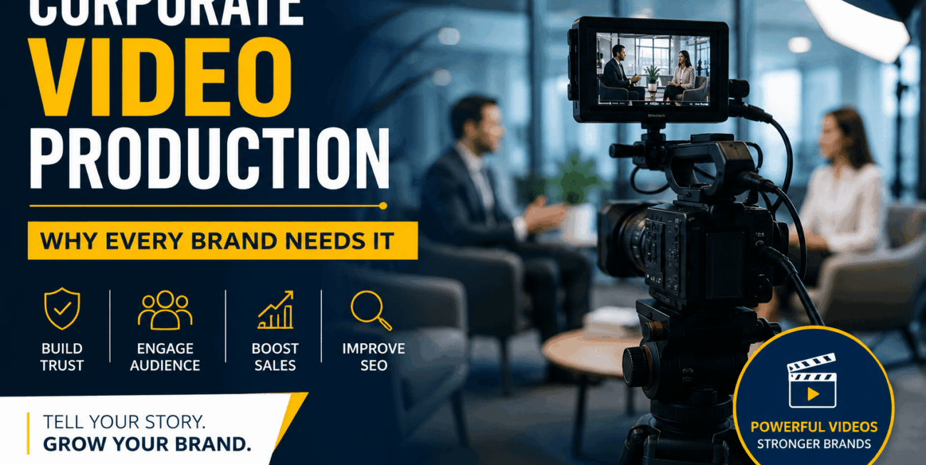 Corporate video production team at work