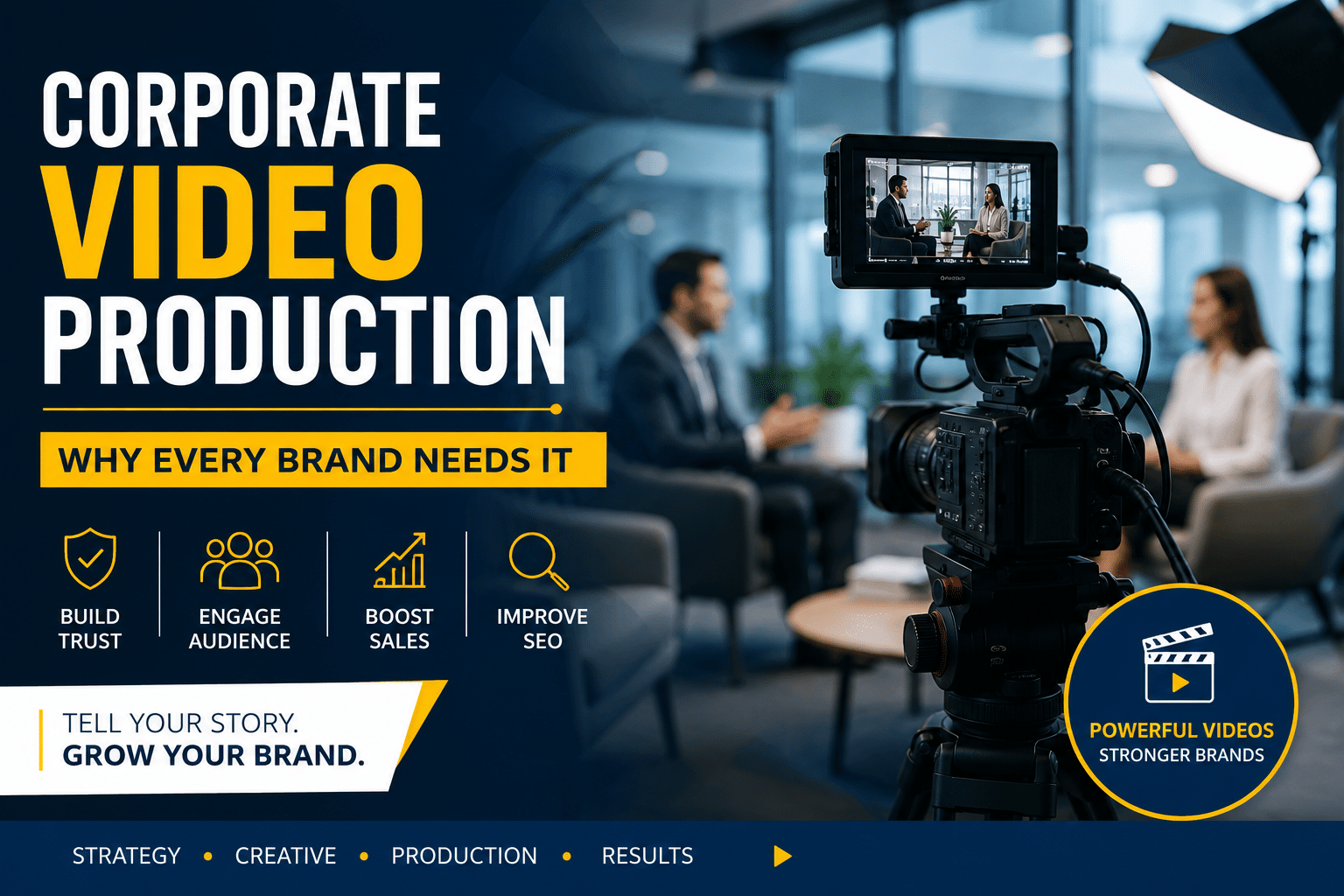 Corporate video production team at work